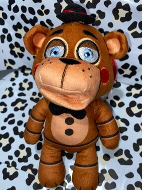 FNF Five Nights at Freddy’s Brown Plush Bear Toy with Blue Eyes and Red Cheeks